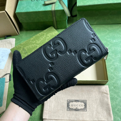 GUCCI Logo Embossed Zip-Around Wallet