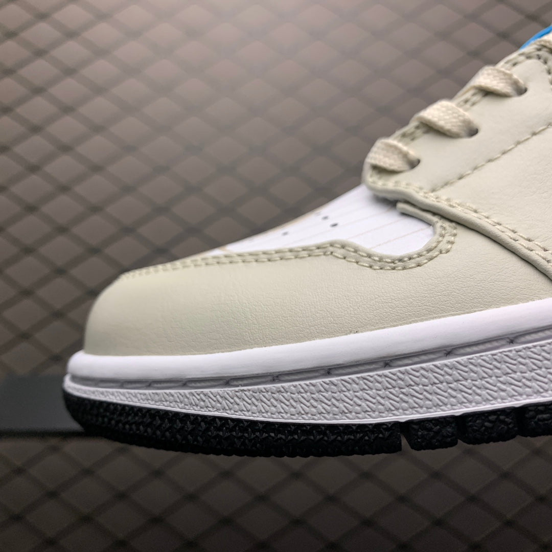 NIKE AIR JORDAN 1 LOW "LIGHT OREWOOD BROWN/AMARILLO-WHITE-LASER-BLUE"