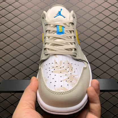 NIKE AIR JORDAN 1 LOW "LIGHT OREWOOD BROWN/AMARILLO-WHITE-LASER-BLUE"