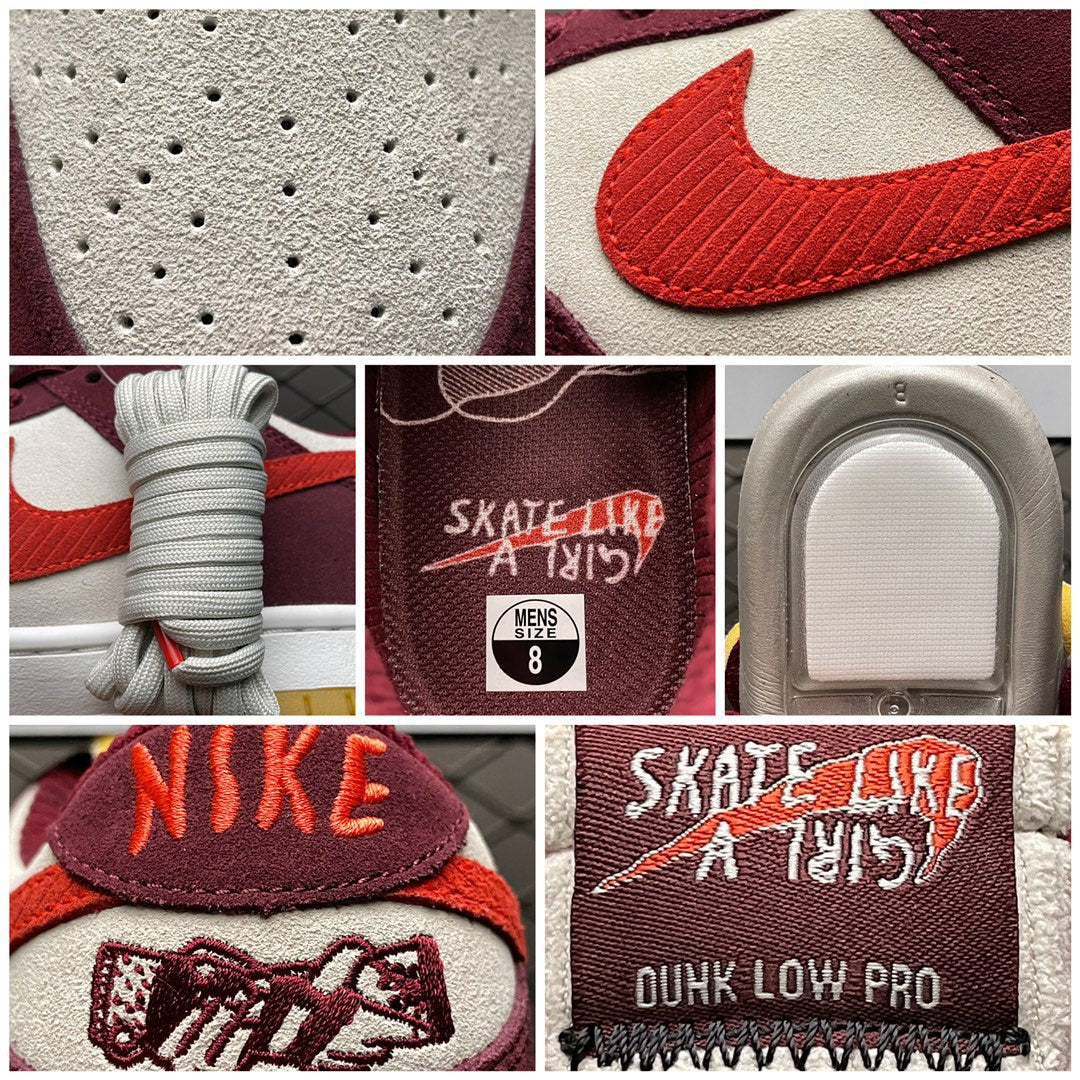 Skate Like a Girl × Nike SB Dunk Low Pro "Dark Beetroot"