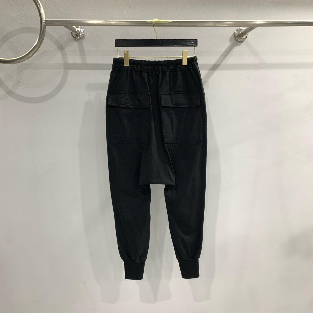 RICK OWENS Black Cotton Jersey Pants