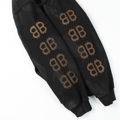 BALENCIAGA CRYPTO HOODIE BB Medium Fit Black