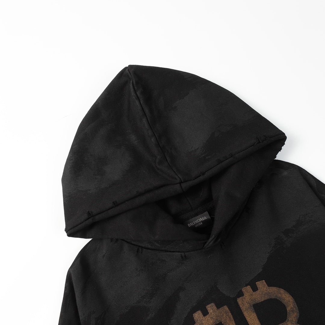 BALENCIAGA CRYPTO HOODIE BB Medium Fit Black