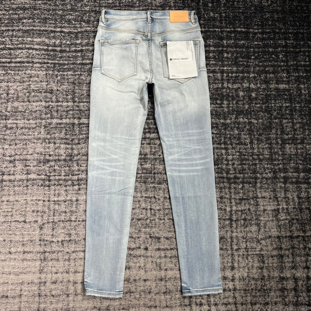 PURPLE BRAND Flocked Painted Wordmark Skinny Jeans 'Indigo'