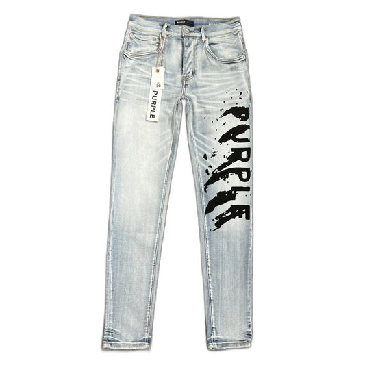 PURPLE BRAND Flocked Painted Wordmark Skinny Jeans 'Indigo'