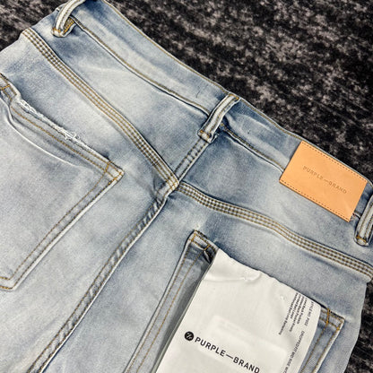 PURPLE BRAND Flocked Painted Wordmark Skinny Jeans 'Indigo'