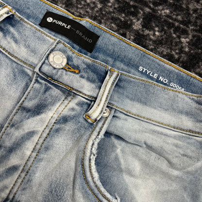 PURPLE BRAND Flocked Painted Wordmark Skinny Jeans 'Indigo'
