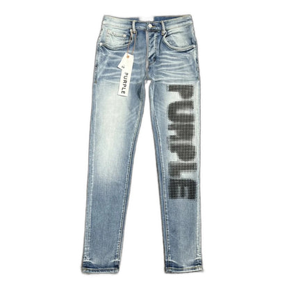 PURPLE BRAND Halftone Wordmark Jeans 'Light Indigo'
