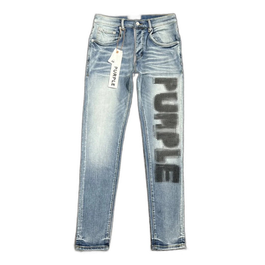 PURPLE BRAND Halftone Wordmark Jeans 'Light Indigo'