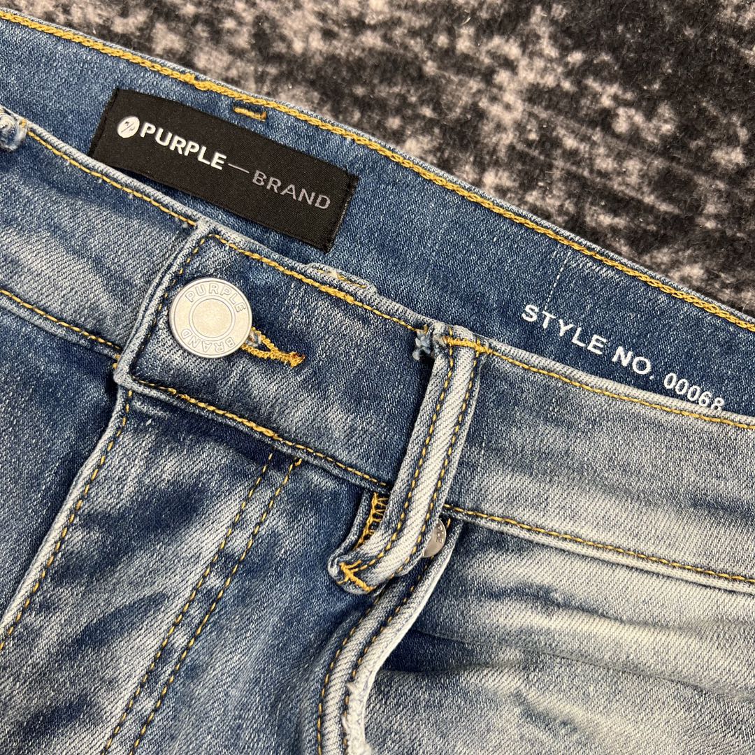 PURPLE BRAND Halftone Wordmark Jeans 'Light Indigo'