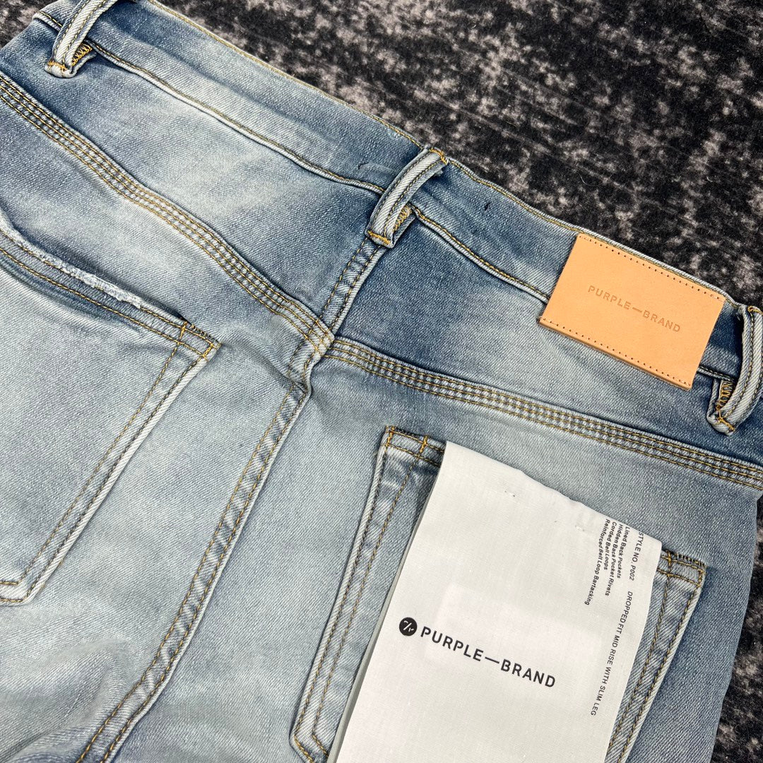 PURPLE BRAND Halftone Wordmark Jeans 'Light Indigo'