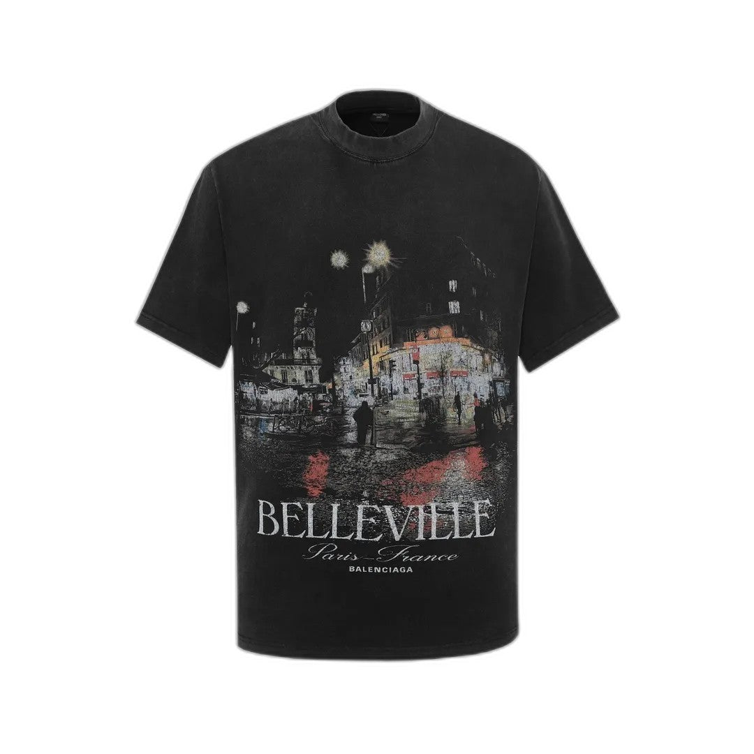 BALENCIAGA Belleville T-Shirt Oversized in Washed Faded Vintage Jersey "Black