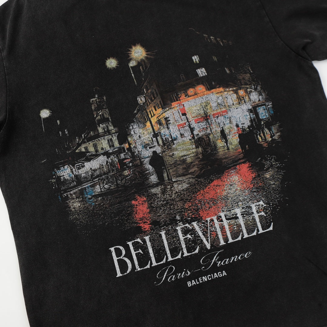 BALENCIAGA Belleville T-Shirt Oversized in Washed Faded Vintage Jersey "Black