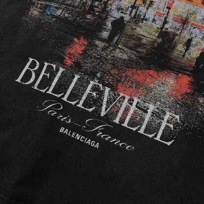 BALENCIAGA Belleville T-Shirt Oversized in Washed Faded Vintage Jersey "Black
