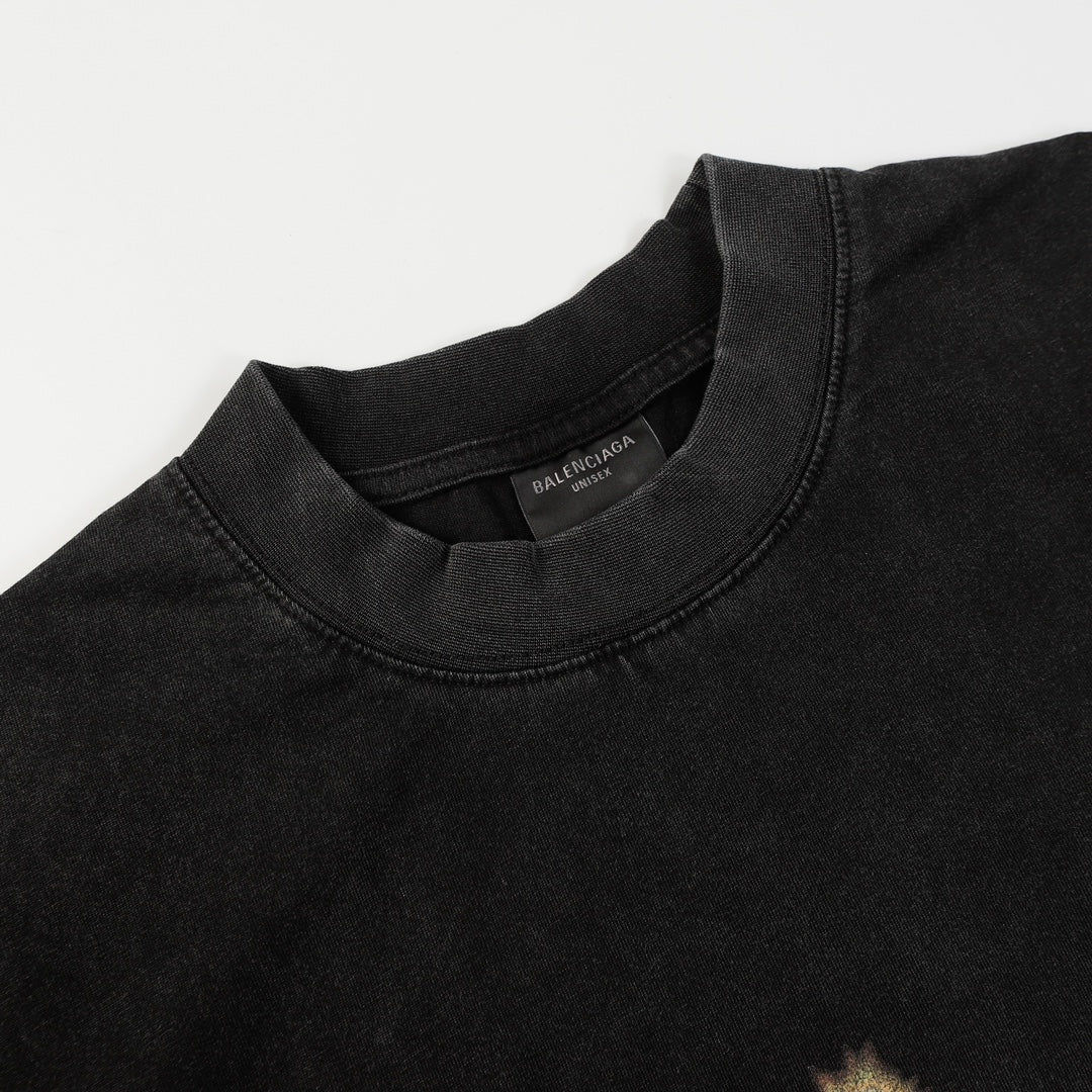BALENCIAGA Belleville T-Shirt Oversized in Washed Faded Vintage Jersey "Black