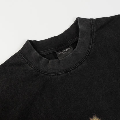 BALENCIAGA Belleville T-Shirt Oversized in Washed Faded Vintage Jersey "Black