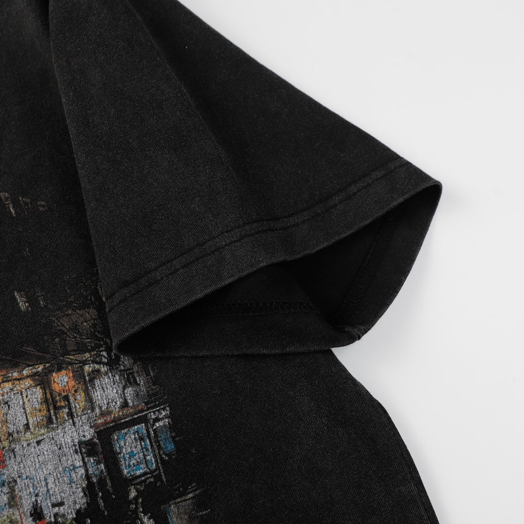 BALENCIAGA Belleville T-Shirt Oversized in Washed Faded Vintage Jersey "Black