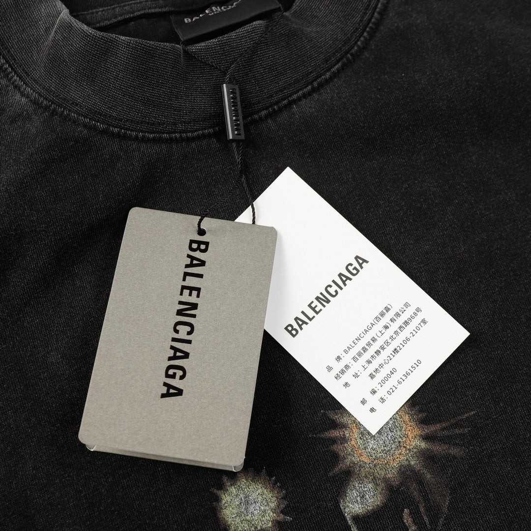 BALENCIAGA Belleville T-Shirt Oversized in Washed Faded Vintage Jersey "Black