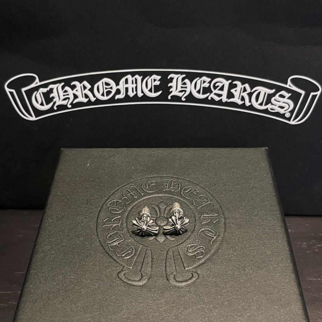 CHROME HEARTS Long Cross Flower Earrings