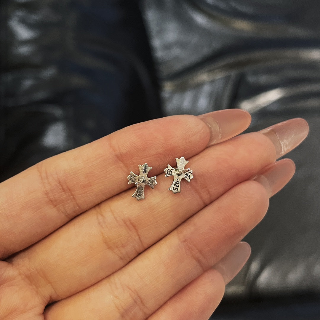 CHROME HEARTS Long Cross Flower Earrings