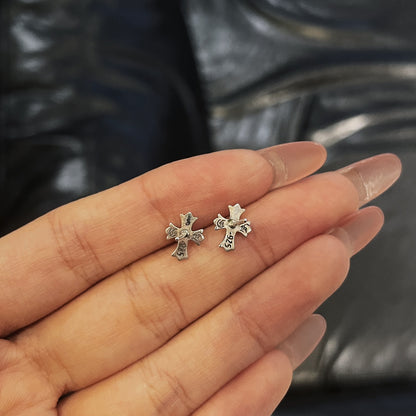 CHROME HEARTS Long Cross Flower Earrings