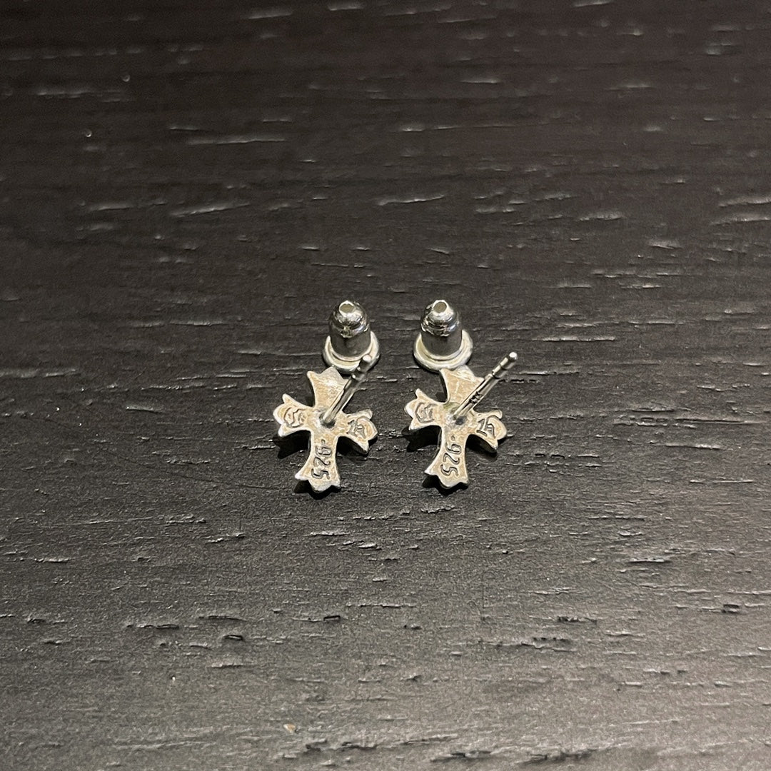 CHROME HEARTS Long Cross Flower Earrings