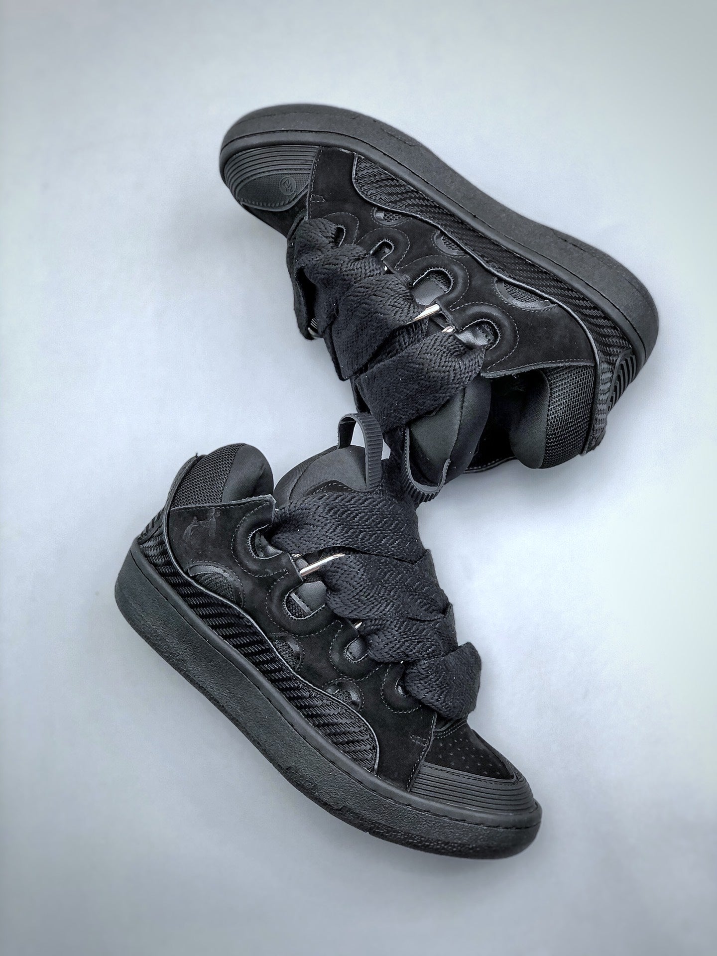 Lanvin Curb Sneakers 'Black Glitter Spray'