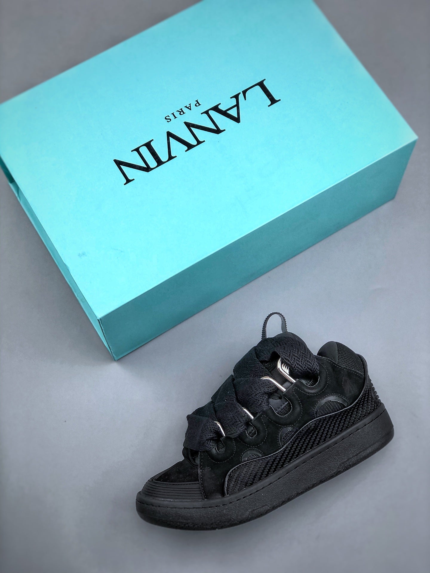 Lanvin Curb Sneakers 'Black Glitter Spray'
