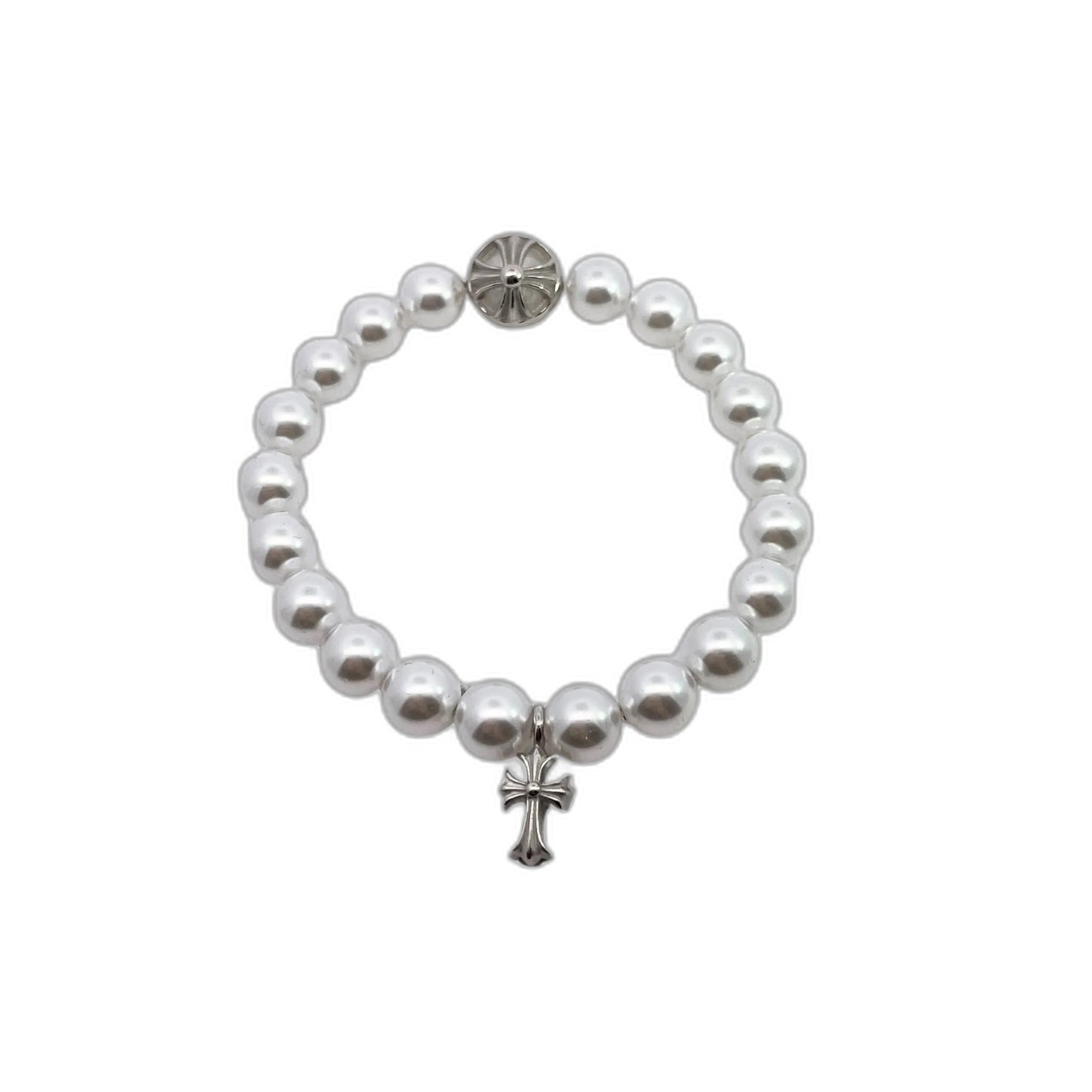 𝐂𝐡𝐫𝐨𝐦𝐞 𝐡𝐞𝐚𝐫𝐭𝐬 Pearl Cross Bracelet
