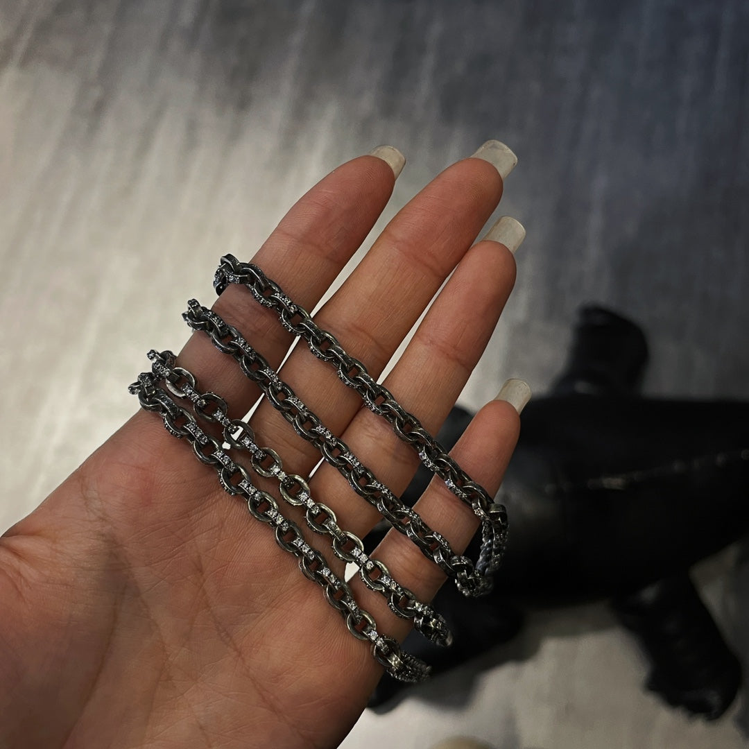𝐂𝐡𝐫𝐨𝐦𝐞 𝐡𝐞𝐚𝐫𝐭𝐬 stone inlaid letter necklace