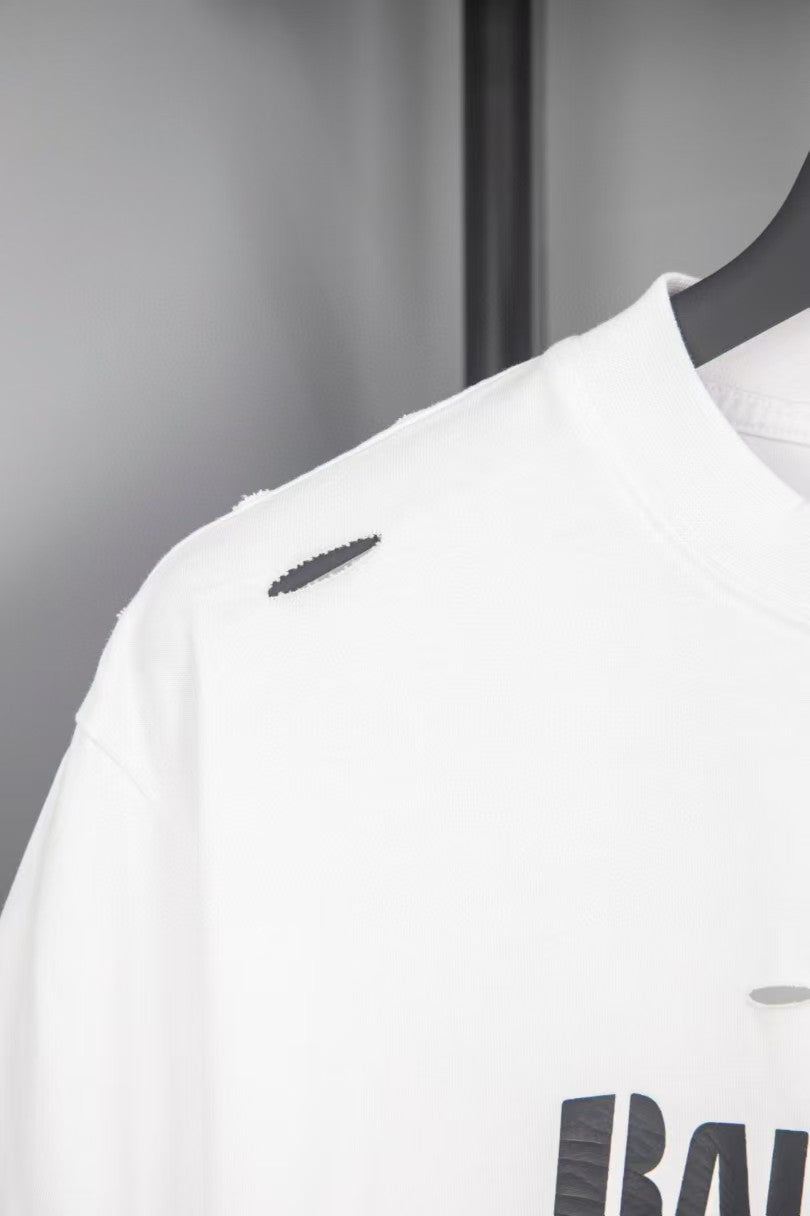 Balenciaga printed frayed holed T-shirt