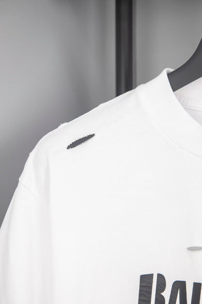 Balenciaga printed frayed holed T-shirt