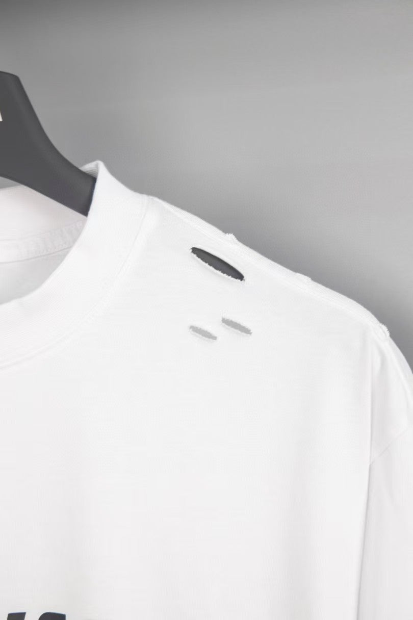 Balenciaga printed frayed holed T-shirt