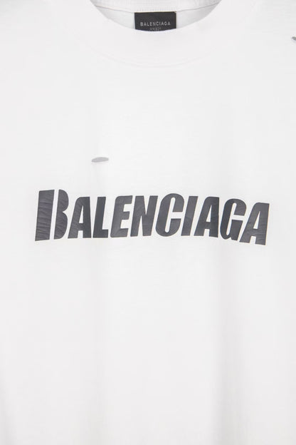 Balenciaga printed frayed holed T-shirt