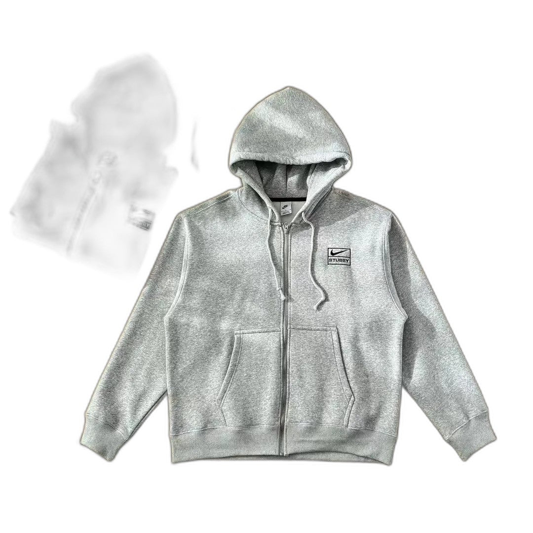 Nike x Stussy Full-Zip Fleece Hoodie "Gray"
