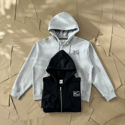 Nike x Stussy Full-Zip Fleece Hoodie "Gray"