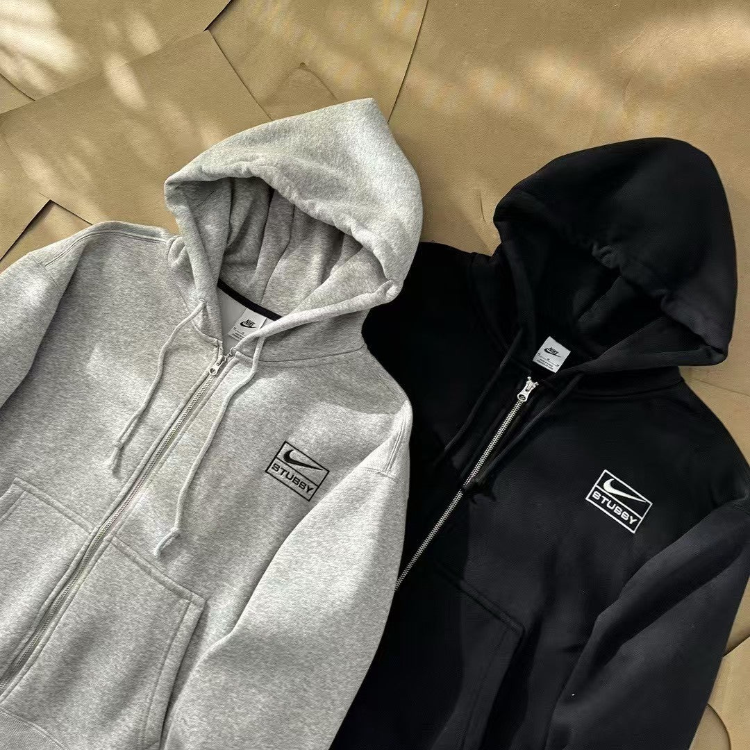 Nike x Stussy Full-Zip Fleece Hoodie "Gray"