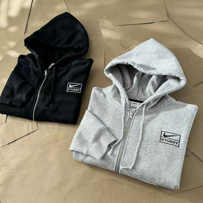 Nike x Stussy Full-Zip Fleece Hoodie "Gray"