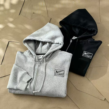 Nike x Stussy Full-Zip Fleece Hoodie "Gray"