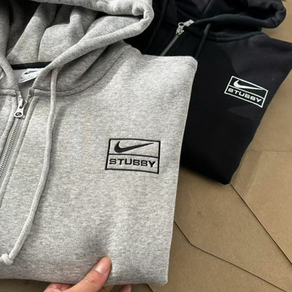 Nike x Stussy Full-Zip Fleece Hoodie "Gray"