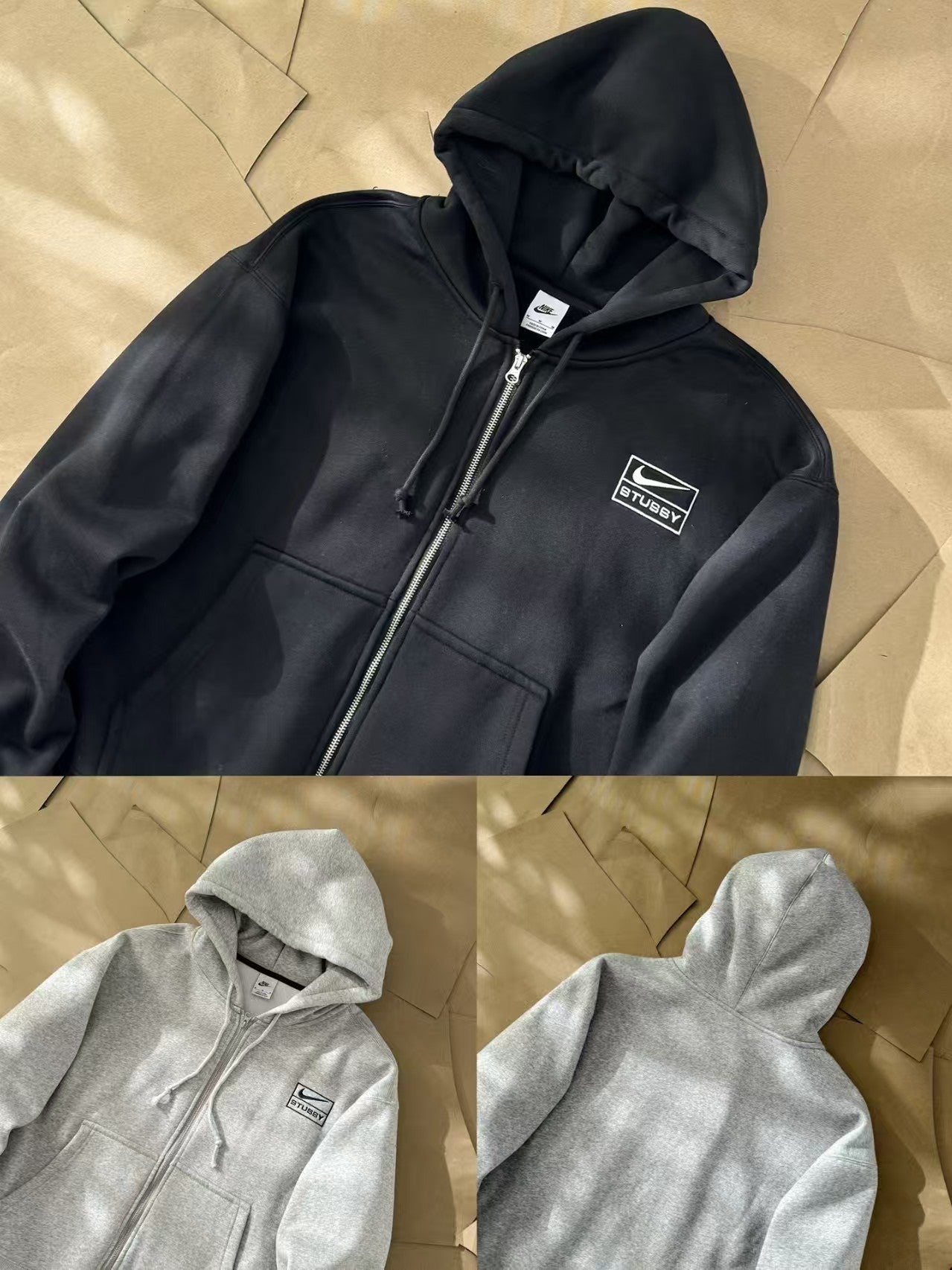 Nike x Stussy Full-Zip Fleece Hoodie "Gray"