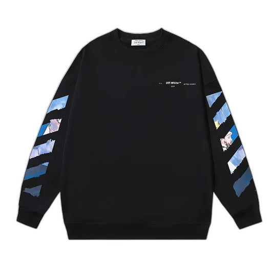 Off-White Side Stripe Round Neck Ordinary Version Black