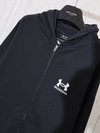 Balenciaga x Under Armour Zip-Up Hoodie 'Black White'