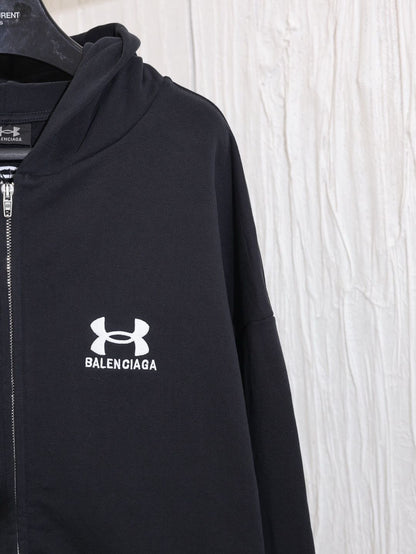 Balenciaga x Under Armour Zip-Up Hoodie 'Black White'