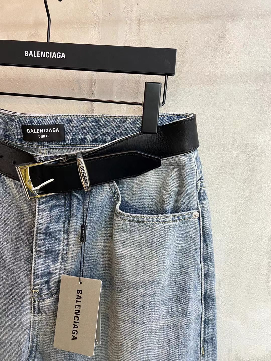 BALENCIAGA*Selvedge organic denim pants with integrated belt