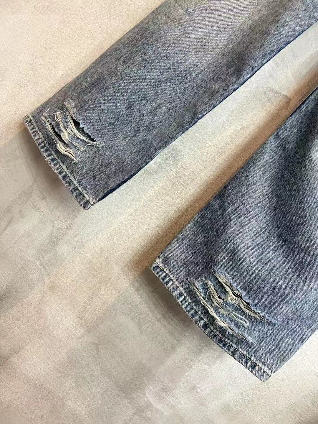 BALENCIAGA*Selvedge organic denim pants with integrated belt