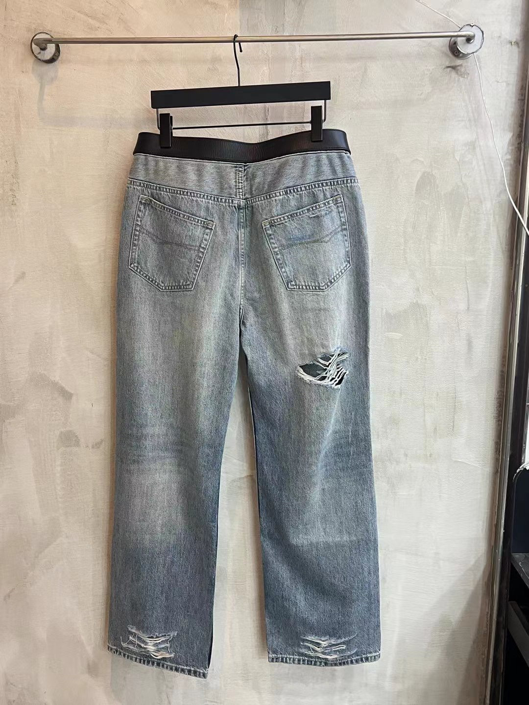 BALENCIAGA*Selvedge organic denim pants with integrated belt