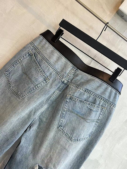 BALENCIAGA*Selvedge organic denim pants with integrated belt