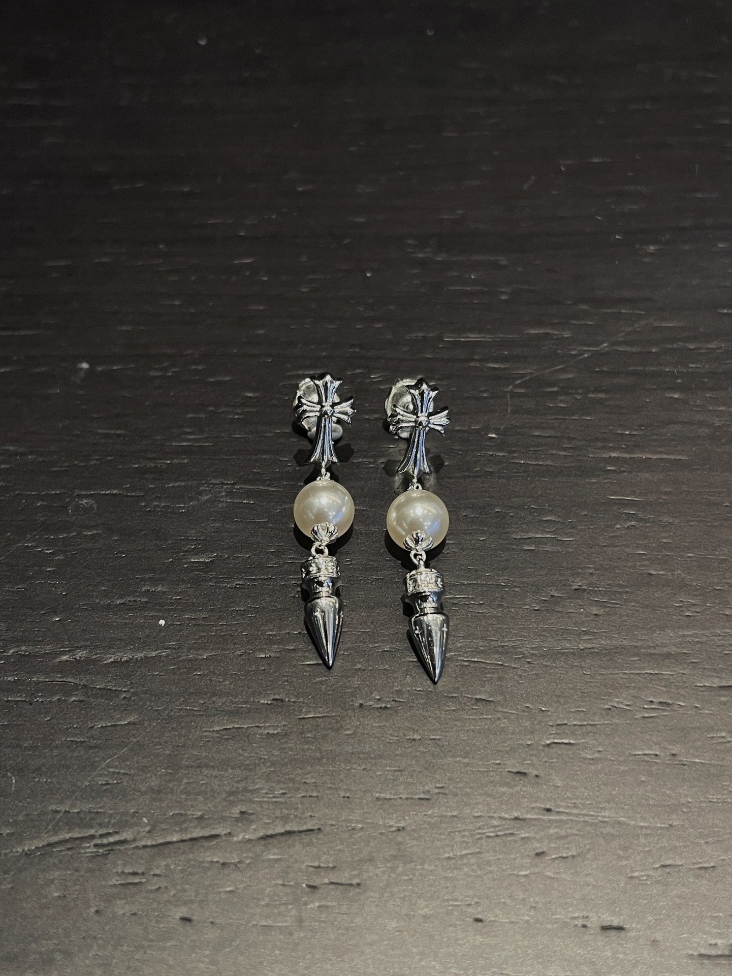 Chrome hearts xmikimoto joint cross bullet tassel earrings
