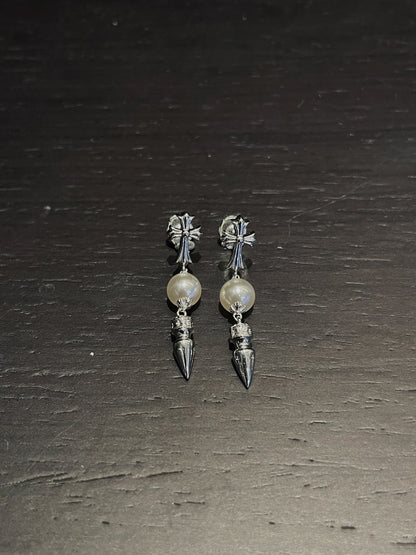 Chrome hearts xmikimoto joint cross bullet tassel earrings